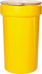 Eagle - 55 Gallon Yellow Tapered Cylinder Polyethylene Open Head Drum - 39-1/8" High x 23-3/4" Diam - All Tool & Supply