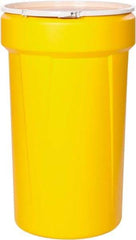 Eagle - 55 Gallon Yellow Tapered Cylinder Polyethylene Open Head Drum - 39-1/8" High x 23-3/4" Diam - All Tool & Supply