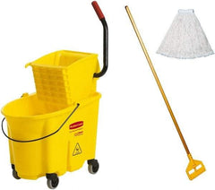 Rubbermaid - 35 Qt Plastic Bucket & Wringer - Yellow - All Tool & Supply