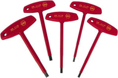 Wiha - 5 Piece, T-Handle Cushion Grip Hex Key Set - 4 to 10mm Range, Chrome Vanadium Molybdenum - All Tool & Supply