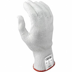 SHOWA - Size M (8), ANSI Cut Lvl A6, Puncture Lvl 0, Abrasion Lvl 1, Fiberglass/HPPE Fiber/Kevlar Cut Resistant Gloves - 3" Long, Engineered Yarn Lining, Continuous Cuff, White, Ambidextrous - All Tool & Supply