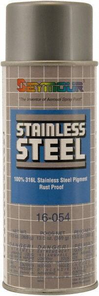 Seymour of Sycamore - Stainless Steel, 13 oz Net Fill, Satin, Metallic Spray Paint - 13 oz Container - All Tool & Supply