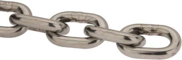 Value Collection - 9/32" Welded Stainless Steel Chain - 2,000 Lb Capacity, Grade 30, Cut to Length, Stainless Steel, Bright Finish - All Tool & Supply