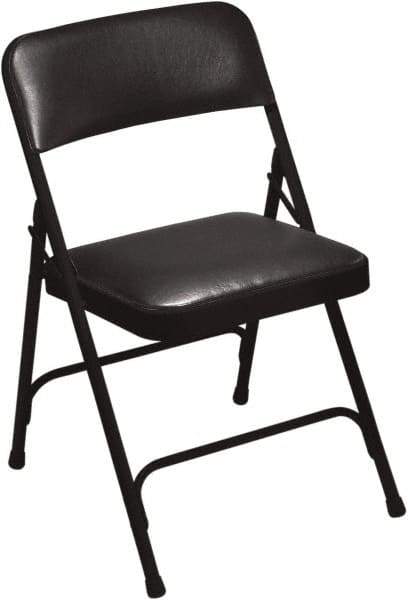 NPS - 18-3/4" Wide x 20-1/4" Deep x 29-1/2" High, Vinyl Folding Chair with Vinyl Padded Seat - Caviar Black - All Tool & Supply