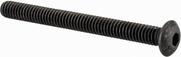 Value Collection - #8-32 UNC Hex Socket Drive, Button Screw - Alloy Steel, Black Oxide Finish, Fully Threaded, 1-3/4" Length Under Head - All Tool & Supply