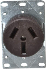 Cooper Wiring Devices - 125/250 VAC, 50 Amp, 10-50R NEMA Configuration, Brown, Specification Grade, Ungrounded Single Receptacle - 1 Phase, 3 Poles, 3 Wire, Flush Mount, Corrosion Resistant - All Tool & Supply