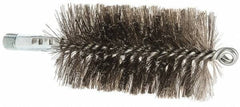 Schaefer Brush - 4-1/2" Brush Length, 2-1/2" Diam, Double Stem, Double Spiral Tube Brush - 7-1/4" Long, Stainless Steel, 1/4" NPSM Male Connection - All Tool & Supply