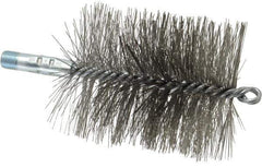 Schaefer Brush - 4-1/2" Brush Length, 3-3/4" Diam, Double Stem, Double Spiral Tube Brush - 7-1/4" Long, Stainless Steel, 1/4" NPSM Male Connection - All Tool & Supply