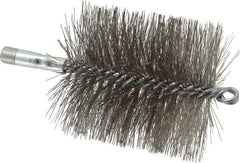 Schaefer Brush - 4-1/2" Brush Length, 4" Diam, Double Stem, Double Spiral Tube Brush - 7-1/4" Long, Stainless Steel, 1/4" NPSM Male Connection - All Tool & Supply