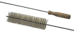Schaefer Brush - 2-1/8" Diam, 7" Bristle Length, Boiler & Furnace Crimped Brass Brush - Standard Wood Handle, 48" OAL - All Tool & Supply