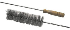 Schaefer Brush - 2-1/8" Diam, 7" Bristle Length, Boiler & Furnace Stainless Steel Brush - Standard Wood Handle, 48" OAL - All Tool & Supply
