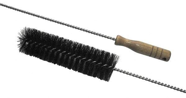 Schaefer Brush - 2-1/8" Diam, 7" Bristle Length, Boiler & Furnace Fiber Brush - Standard Wood Handle, 48" OAL - All Tool & Supply