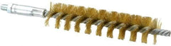 Schaefer Brush - 4" Brush Length, 15/16" Diam, Double Stem, Single Spiral Tube Brush - 6-1/4" Long, Brass, 1/4-28 Male Connection - All Tool & Supply