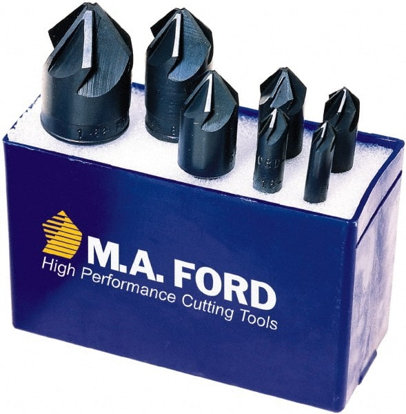 M.A. Ford - 7 Piece, 1/4 to 1" Head Diam, 120° Included Angle, Single End Countersink Set - All Tool & Supply