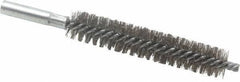 Schaefer Brush - 4" Brush Length, 13/16" Diam, Double Stem, Double Spiral Tube Brush - 6" Long, Stainless Steel, 12-24 Female Connection - All Tool & Supply