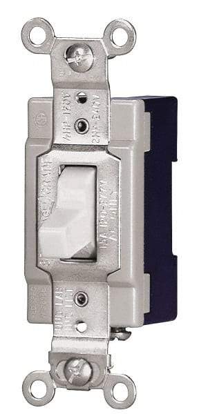 Cooper Wiring Devices - 4 Pole, 120 to 277 VAC, 15 Amp, Industrial Grade, Toggle, Wall and Dimmer Light Switch - 1.3 Inch Wide x 4.19 Inch High, Fluorescent - All Tool & Supply