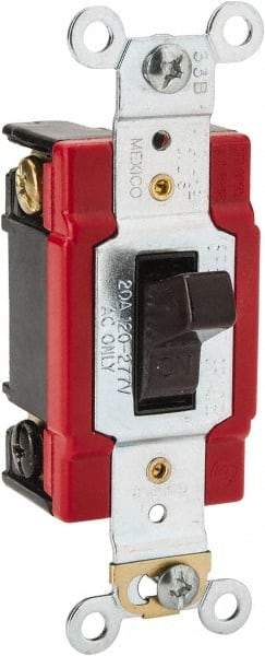 Cooper Wiring Devices - 1 Pole, 120 to 277 VAC, 20 Amp, Industrial Grade, Toggle, Wall and Dimmer Light Switch - 1.3 Inch Wide x 4.19 Inch High, Fluorescent - All Tool & Supply