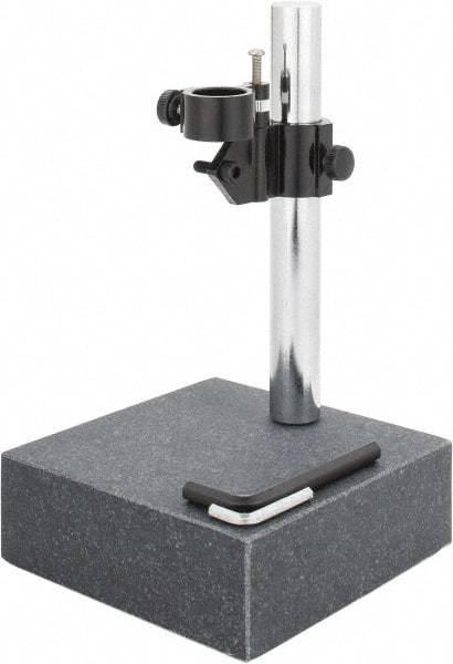 SPI - Granite, Rectangular Base, Comparator Gage Stand - 8" High, 6" Base Length x 6" Base Width x 2" Base Height, Includes Holder - All Tool & Supply