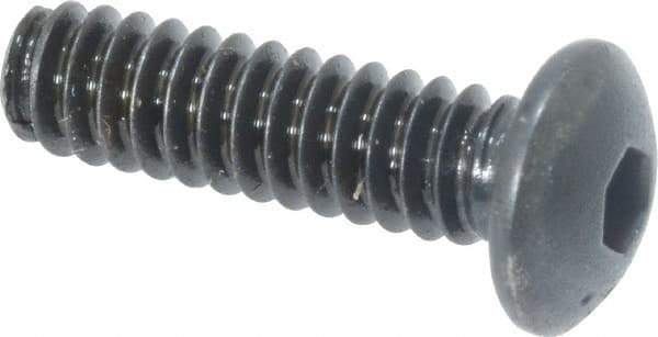 Made in USA - #6-32 UNC Hex Socket Drive, Button Screw - Alloy Steel, Black Oxide Finish, Fully Threaded, 1/2" Length Under Head - All Tool & Supply