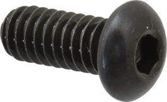 Made in USA - 1/4-20 UNC Hex Socket Drive, Button Screw - Alloy Steel, Black Oxide Finish, Fully Threaded, 5/8" Length Under Head - All Tool & Supply