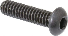 Made in USA - 1/4-20 UNC Hex Socket Drive, Button Screw - Alloy Steel, Black Oxide Finish, Fully Threaded, 1" Length Under Head - All Tool & Supply