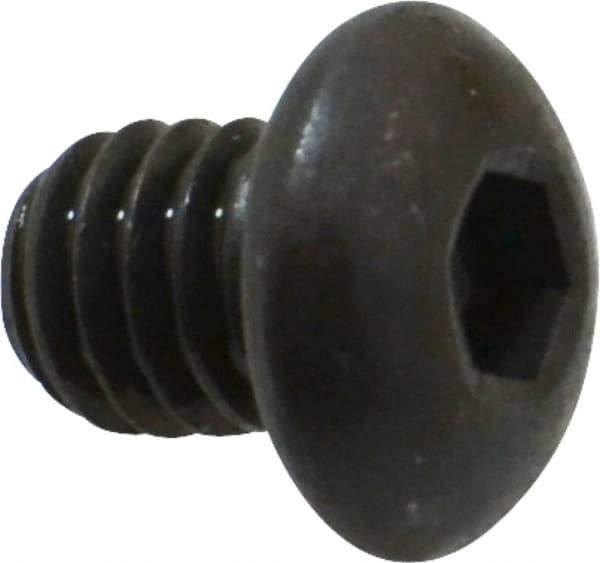 Made in USA - 5/16-18 UNC Hex Socket Drive, Button Screw - Alloy Steel, Black Oxide Finish, Fully Threaded, 3/8" Length Under Head - All Tool & Supply