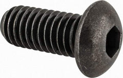 Made in USA - 3/8-16 UNC Hex Socket Drive, Button Screw - Alloy Steel, Black Oxide Finish, Fully Threaded, 7/8" Length Under Head - All Tool & Supply