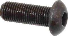 Made in USA - 3/8-24 UNF Hex Socket Drive, Button Screw - Alloy Steel, Black Oxide Finish, Fully Threaded, 1" Length Under Head - All Tool & Supply