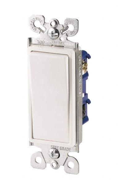 Cooper Wiring Devices - 3 Pole, 120 to 277 VAC, 15 Amp, Commercial Grade, Rocker, Wall and Dimmer Light Switch - 1.44 Inch Wide x 4.19 Inch High, Fluorescent - All Tool & Supply