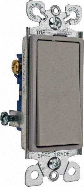 Cooper Wiring Devices - 3 Pole, 120 to 277 VAC, 15 Amp, Commercial Grade, Rocker, Wall and Dimmer Light Switch - 1.44 Inch Wide x 4.19 Inch High, Fluorescent - All Tool & Supply