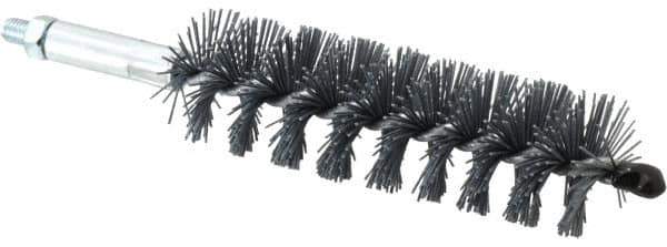 Schaefer Brush - 4" Brush Length, 1-1/4" Diam, Single Stem, Single Spiral Tube Brush - 6-1/4" Long, Silicone Carbide Impregnated Nylon, 1/4-28 Male Connection - All Tool & Supply