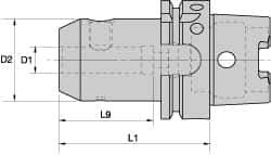 Kennametal - HSK63A Taper Shank 1-1/4" Hole End Mill Holder/Adapter - 2-1/2" Nose Diam, 4-1/4" Projection, Through-Spindle Coolant - Exact Industrial Supply