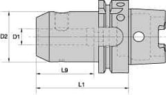 Kennametal - HSK40A Taper Shank 1/4" Hole End Mill Holder/Adapter - 1" Nose Diam, 63.5mm Projection, Through-Spindle Coolant - Exact Industrial Supply