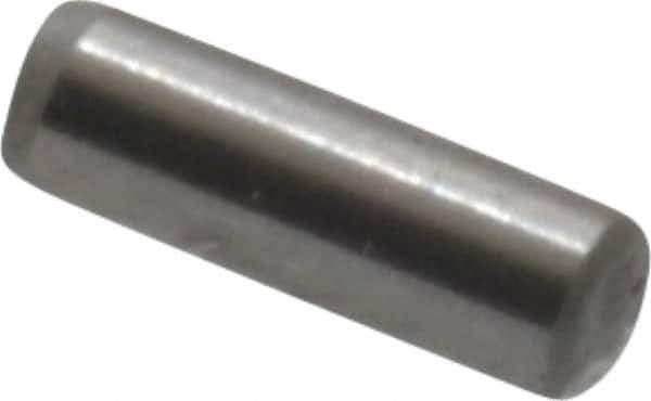 Made in USA - 1/16" Diam x 3/16" Pin Length Grade 8 Alloy Steel Standard Dowel Pin - Bright Finish, 1 Beveled & 1 Rounded End - All Tool & Supply