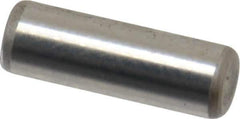 Made in USA - 1/8" Diam x 3/8" Pin Length Grade 8 Alloy Steel Standard Dowel Pin - Bright Finish, C 47-58 & C 60 (Surface) Hardness, 1,840 Lb (Single Shear), 3,680 Lb (Double Shear) Breaking Strength, 1 Beveled & 1 Rounded End - All Tool & Supply