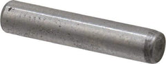 Made in USA - 1/8" Diam x 5/8" Pin Length Grade 8 Alloy Steel Standard Dowel Pin - Bright Finish, C 47-58 & C 60 (Surface) Hardness, 1,840 Lb (Single Shear), 3,680 Lb (Double Shear) Breaking Strength, 1 Beveled & 1 Rounded End - All Tool & Supply