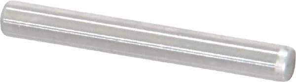 Made in USA - 1/8" Diam x 1" Pin Length Grade 8 Alloy Steel Standard Dowel Pin - Bright Finish, C 47-58 & C 60 (Surface) Hardness, 1,840 Lb (Single Shear), 3,680 Lb (Double Shear) Breaking Strength, 1 Beveled & 1 Rounded End - All Tool & Supply