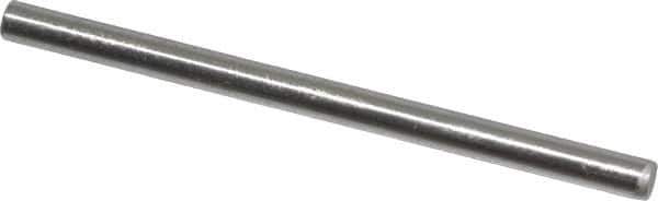 Made in USA - 1/8" Diam x 2" Pin Length Grade 8 Alloy Steel Standard Dowel Pin - Bright Finish, C 47-58 & C 60 (Surface) Hardness, 1,840 Lb (Single Shear), 3,680 Lb (Double Shear) Breaking Strength, 1 Beveled & 1 Rounded End - All Tool & Supply