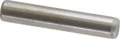 Made in USA - 3/16" Diam x 1" Pin Length Grade 8 Alloy Steel Standard Dowel Pin - Bright Finish, C 47-58 & C 60 (Surface) Hardness, 4,150 Lb (Single Shear), 8,300 Lb (Double Shear) Breaking Strength, 1 Beveled & 1 Rounded End - All Tool & Supply