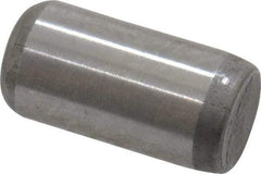 Made in USA - 1/4" Diam x 1/2" Pin Length Grade 8 Alloy Steel Standard Dowel Pin - Bright Finish, C 47-58 & C 60 (Surface) Hardness, 14,720 Lb (Double Shear), 7,360 Lb (Single Shear) Breaking Strength, 1 Beveled & 1 Rounded End - All Tool & Supply