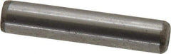 Made in USA - 1/4" Diam x 1-1/4" Pin Length Grade 8 Alloy Steel Standard Dowel Pin - Bright Finish, C 47-58 & C 60 (Surface) Hardness, 14,720 Lb (Double Shear), 7,360 Lb (Single Shear) Breaking Strength, 1 Beveled & 1 Rounded End - All Tool & Supply