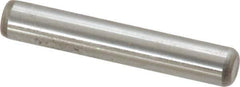 Made in USA - 1/4" Diam x 1-1/2" Pin Length Grade 8 Alloy Steel Standard Dowel Pin - Bright Finish, C 47-58 & C 60 (Surface) Hardness, 14,720 Lb (Double Shear), 7,360 Lb (Single Shear) Breaking Strength, 1 Beveled & 1 Rounded End - All Tool & Supply