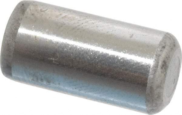 Made in USA - 5/16" Diam x 5/8" Pin Length Grade 8 Alloy Steel Standard Dowel Pin - Bright Finish, C 47-58 & C 60 (Surface) Hardness, 11,500 Lb (Single Shear), 23,000 Lb (Double Shear) Breaking Strength, 1 Beveled & 1 Rounded End - All Tool & Supply