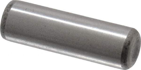 Made in USA - 5/16" Diam x 1" Pin Length Grade 8 Alloy Steel Standard Dowel Pin - Bright Finish, C 47-58 & C 60 (Surface) Hardness, 11,500 Lb (Single Shear), 23,000 Lb (Double Shear) Breaking Strength, 1 Beveled & 1 Rounded End - All Tool & Supply