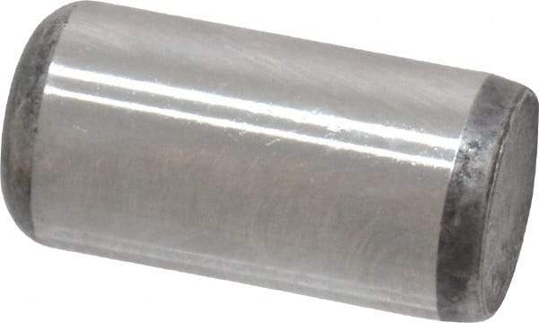 Made in USA - 3/8" Diam x 3/4" Pin Length Grade 8 Alloy Steel Standard Dowel Pin - Bright Finish, C 47-58 & C 60 (Surface) Hardness, 16,550 Lb (Single Shear), 33,100 Lb (Double Shear) Breaking Strength, 1 Beveled & 1 Rounded End - All Tool & Supply