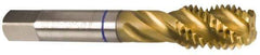 Guhring - 1-8 UNC 4 Flute 2B Modified Bottoming Spiral Flute Tap - Powdered Metal, TiN Finish, 5-1/8" OAL, Right Hand Flute, Right Hand Thread, Series 3910 - All Tool & Supply