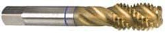 Guhring - 1-8 UNC 4 Flute 3B Modified Bottoming Spiral Flute Tap - Powdered Metal, TiN Finish, 5-1/8" OAL, Right Hand Flute, Right Hand Thread, Series 3998 - All Tool & Supply