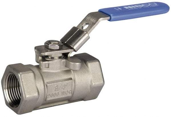 NIBCO - 1-1/2" Pipe, Carbon Steel Standard Ball Valve - 1 Piece, Inline - One Way Flow, FNPT x FNPT Ends, Lever Handle, 1,500 WOG - All Tool & Supply