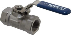 NIBCO - 3/4" Pipe, Reduced Port, Carbon Steel Standard Ball Valve - 1 Piece, Inline - One Way Flow, FNPT x FNPT Ends, Locking Lever Handle, 2,000 WOG - All Tool & Supply