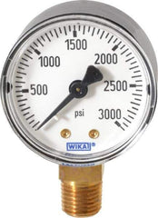 Wika - 2" Dial, 1/4 Thread, 0-3,000 Scale Range, Pressure Gauge - Lower Connection Mount, Accurate to 3-2-3% of Scale - All Tool & Supply